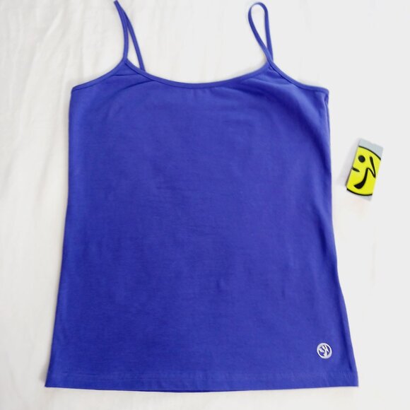 Zumba, NWT, Spaghetti Tank, Amethyst Color, Splatter Paint Print on Back, Size L - Picture 8 of 15